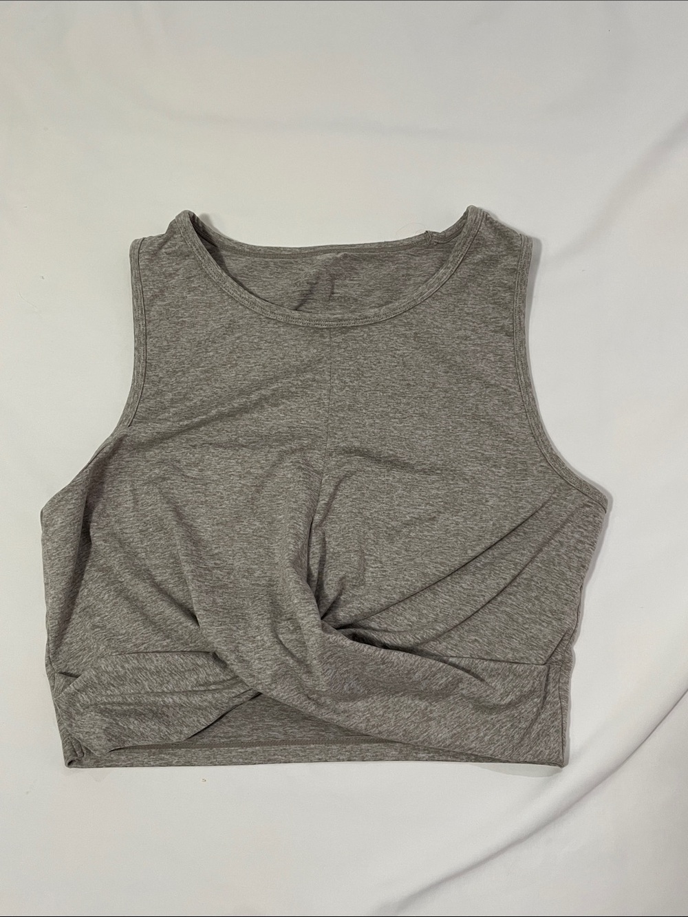 Yogalicious Gray Twist-Front Crop Tank